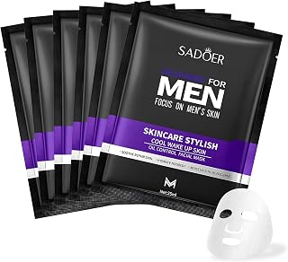 6 Pezzi Maschere Viso Uomo, Maschera Idratante Uomo, Maschera Viso Idratante, Idratazione Profonda, Cura della Pelle Rinfrescante, Tutti i Tipi di Pelle