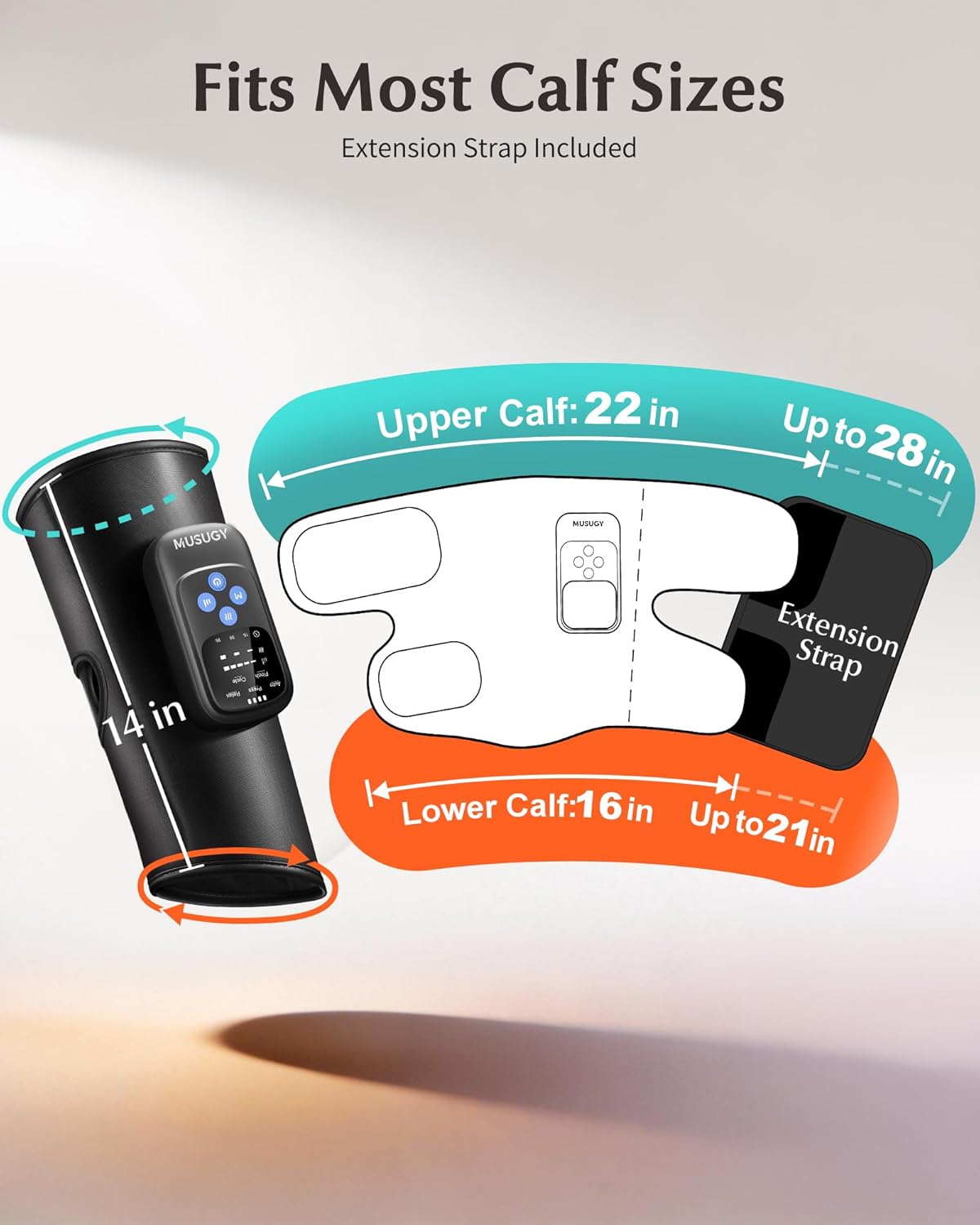 Cordless Calf Massager with Heat and Compression : Rechargeable Leg Compression Massager with 5 Modes, 5 Intensities for Pain Relief and Circulation - Calf Massage Device for Muscle Recovery