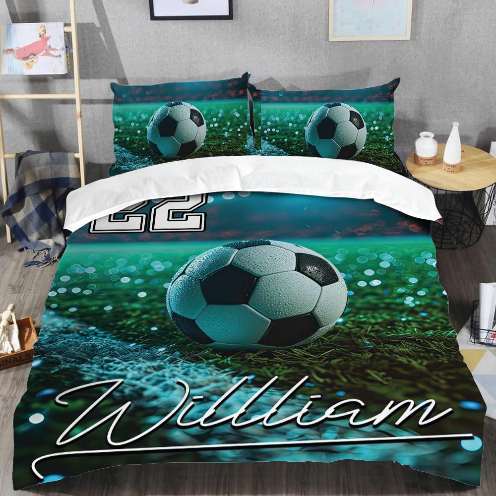Soccer Bedding Set For Boys Kids - Twin & Full Size, Comforter Set, Bed Room Decor For Boys, Gifts For Sport Lovers (SOCCER-08)