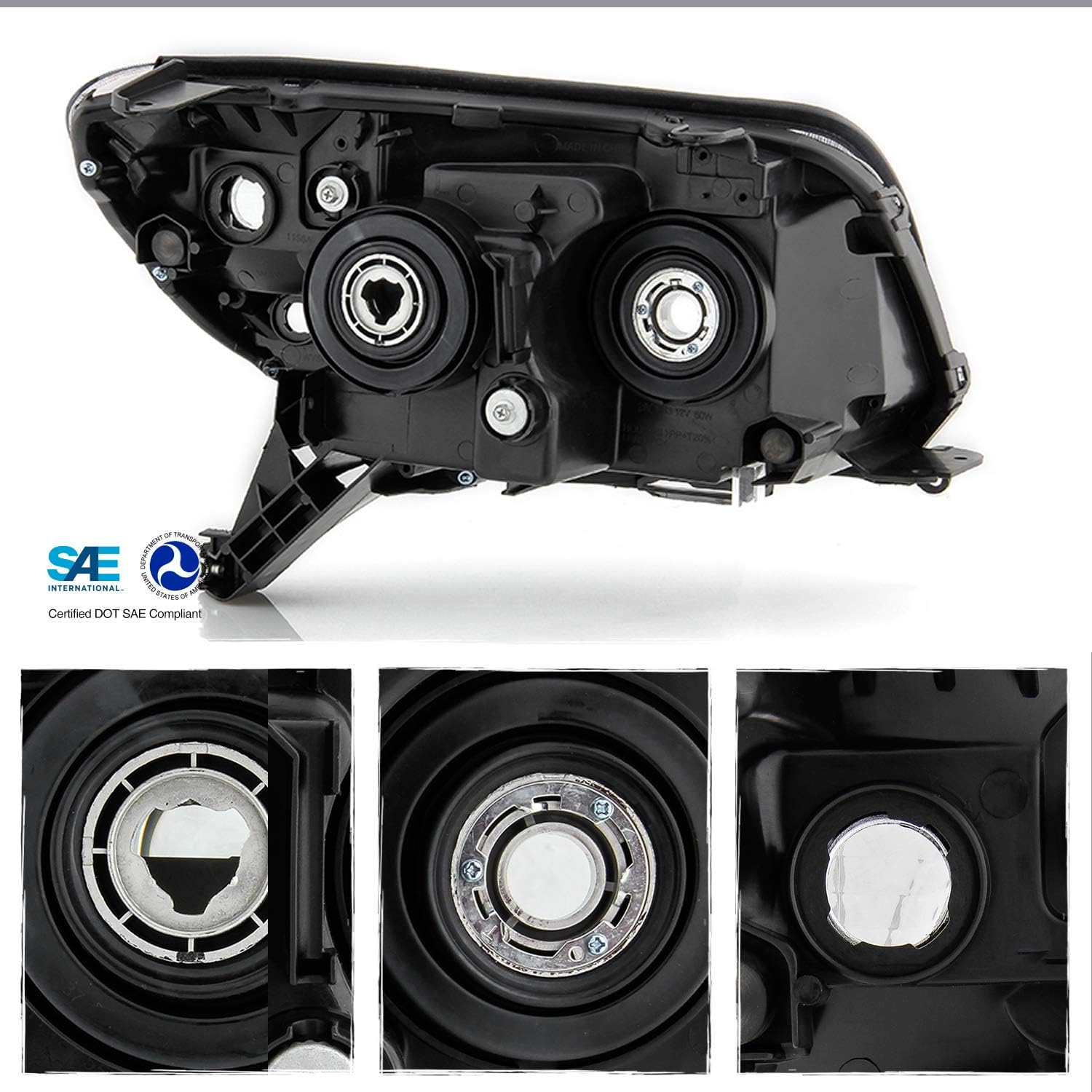 AKKON - Fits 2006 2007 2008 2009 Toyota 4Runner SR5 / Limited Models [Halogen Type] Projector Chrome Headlight Driver Left Side