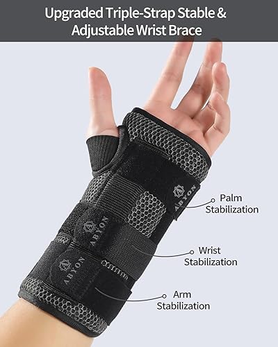 Miniatura 2 de ABYON Muñequera para túnel carpiano, soporte nocturno, estabilizador de muñeca de compresión ajustable para tendinitis, artritis, esguinces, soporte