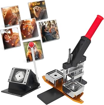 2" X 2" Square Fridge Magnets Maker Machine, Diy Photo Refrigerator Sticker Magnet Press Machine+Paper Cutter+100Pcs Materials