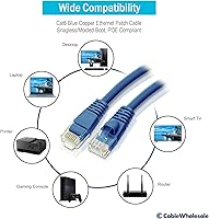 Vista 61 de CableWholesale Cable Ethernet Cat6, 24AWG, conector de placa dorada RJ45, 4 pares de cobre trenzado, par trenzado sin blindaje (UTP), cable de Blanco
