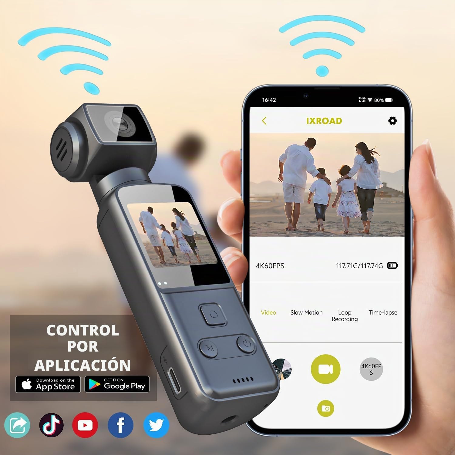 4K Body CAM, Camara Vlog/POV con Lente Giratoria de 270°, Cámara Corporal/Deportiva con Micrófono Externo, Clip, Tarjeta TF de 64 GB