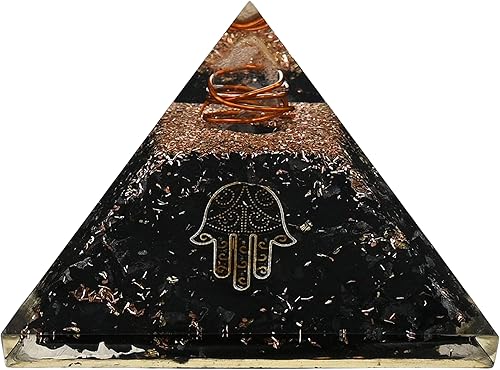 Miniatura 29 de Pirámide de orgón grande Cristal de pirámide de turmalina negra Pirámide de orgonita OM Pirámides de órgano Curación de energía positiva