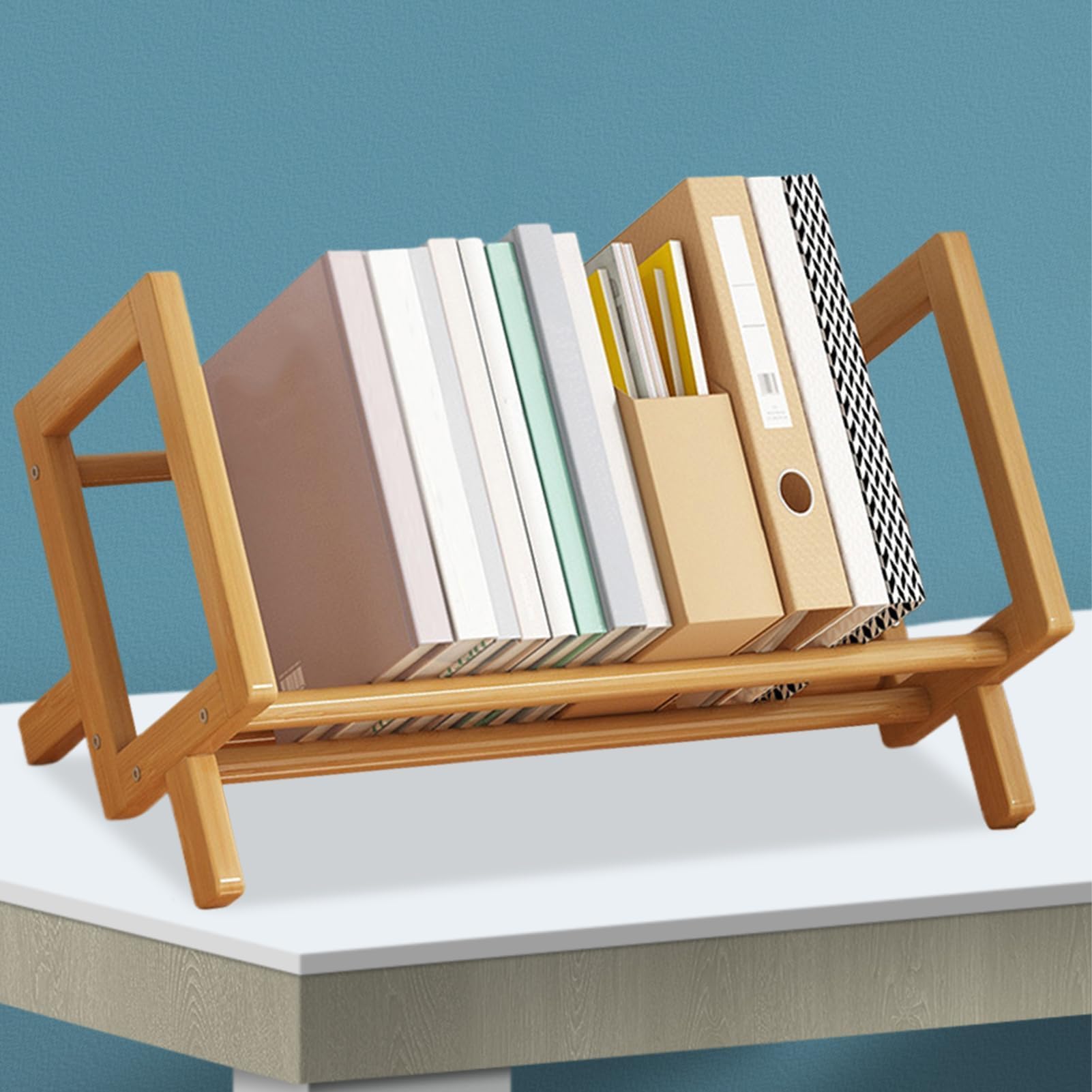 Soporte inclinado para libros, estantería de varios niveles para libros de texto escolares, pequeños accesorios de papelería y oficina, soporte de exhibición inclinado para dormitorios