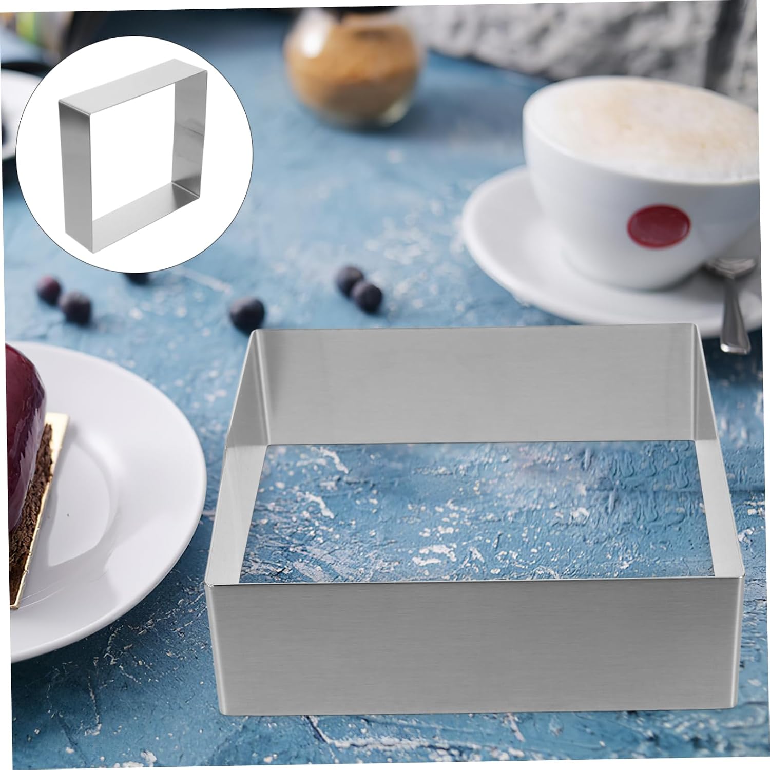 Square Stainless Steel Cake Ring Non Stick Baking Mold for Mousse Pastry Cookie Dough Cutter High Temperature Resistant Baking Tool for DIY Desserts and Snacks