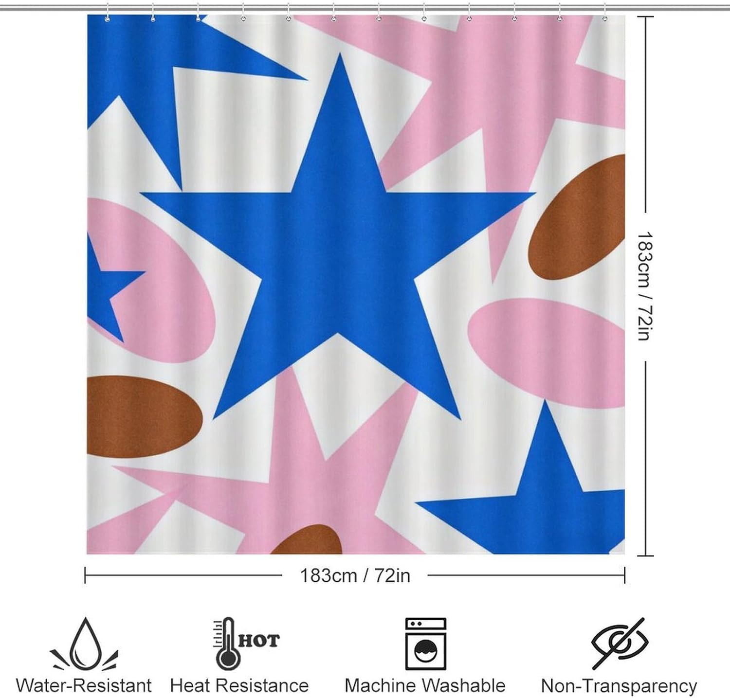 4 Piece Bathroom Rug Set with Shower Curtain, Non-Slip Bath Mat Toilet Cover Set, Nested Polygons Bathroom Rug Sets