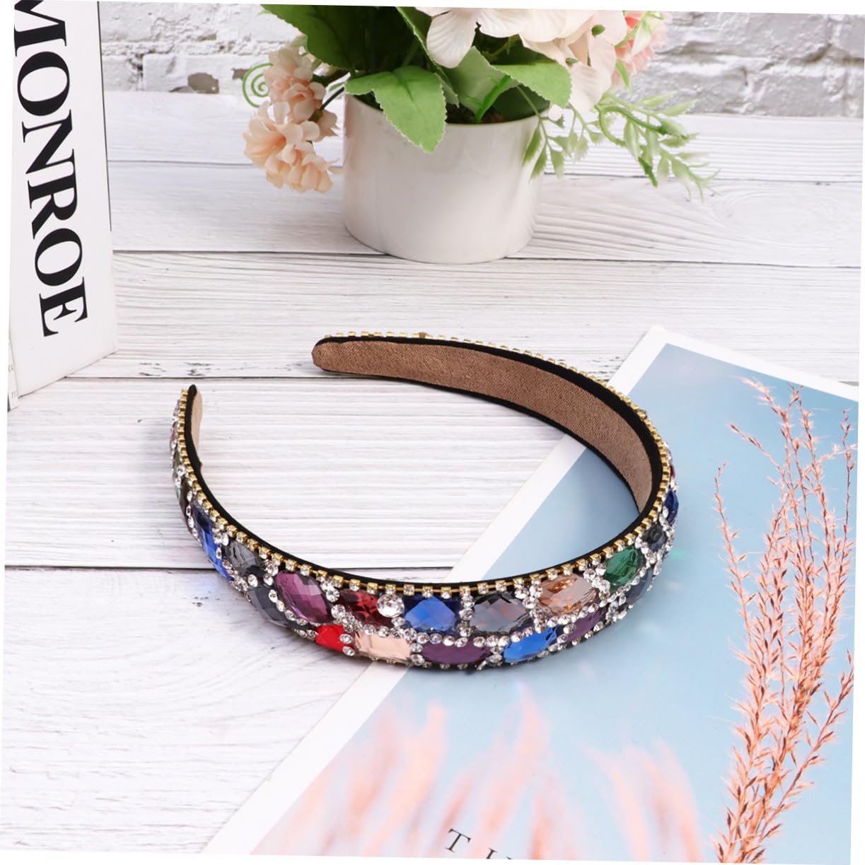 Diadema Gemas de Imitación Ancha y Cristal para Mujer | Diseño Delicado y Creativo, Ligera para Distintas Ocasiones, Acabado Colorido