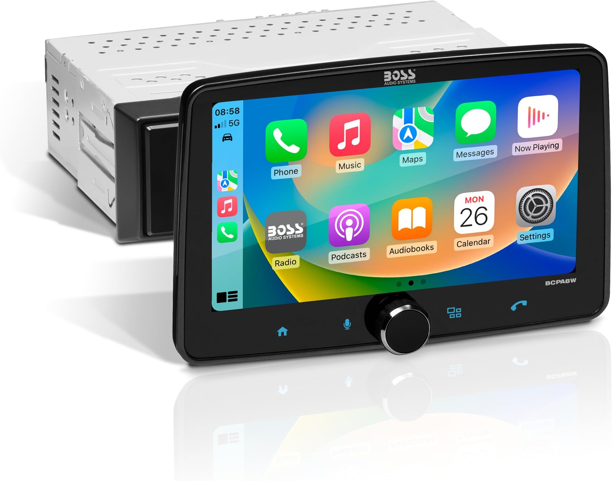 BOSS Audio Systems BCPA8W Car Stereo System – Wireless Apple CarPlay & Android Auto, 8 Inch Single Din Touchscreen, Bluetooth Head Unit, No CD Player, AM/FM Radio Receiver