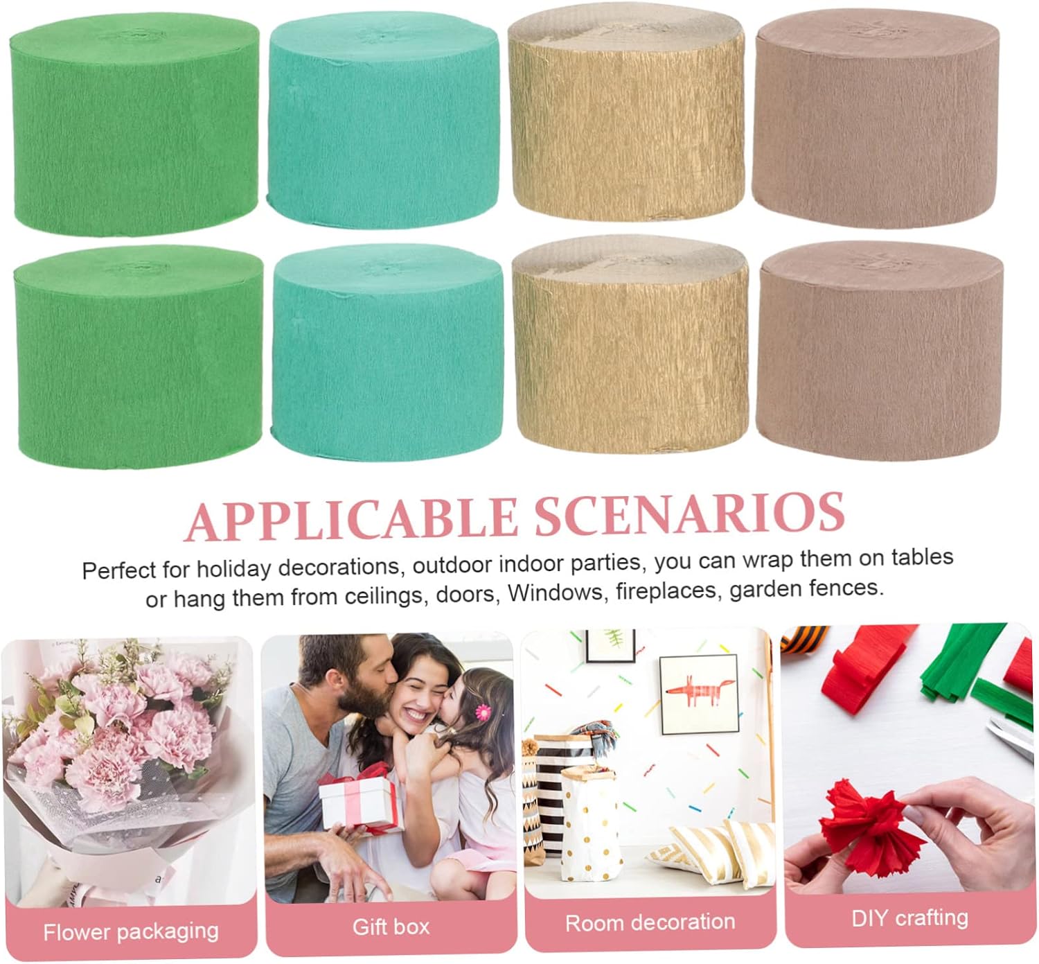 Tofficu 16rolls Crepe Paper Streamer Decorations for Birthday Wedding and Shower Streamers Tea Christmas for Party Layout and Personalization
