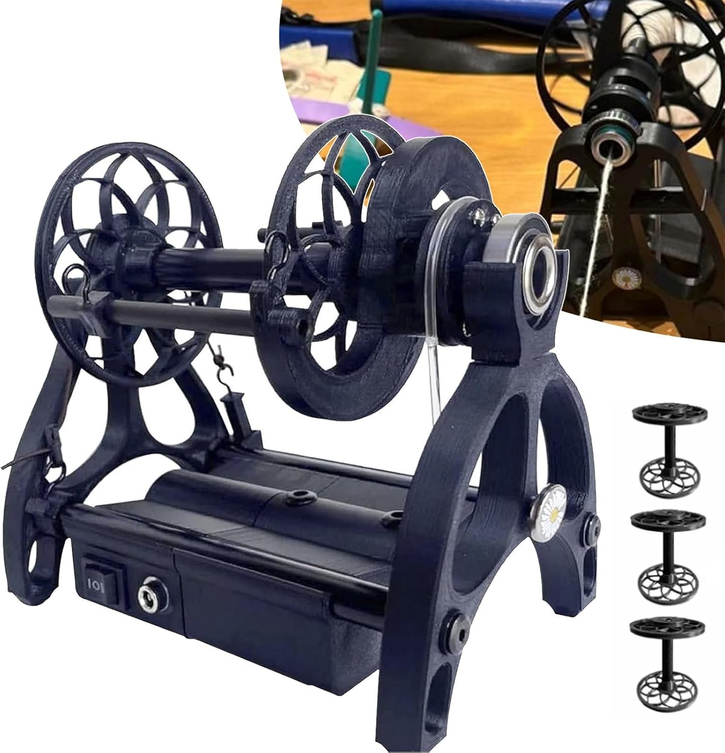 Household Electric Spinning Wheel, 800RPM Mini Wool Spinning Wheel, Forward/Reverse Switching & ​​ Capacity 4oz/120G, for Wool Fibre Twisting