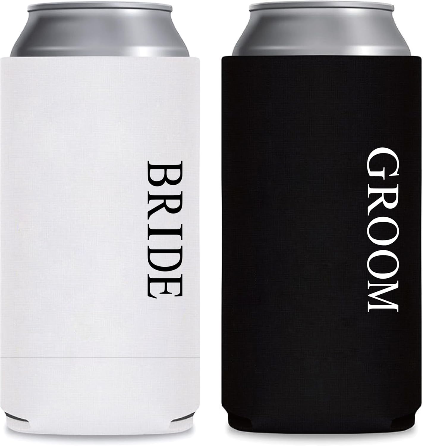 PartyGifts&beyond Bride and Groom Gifts Slim Can Coolers Wedding Can Coolers Honeymoon Essentials Bottle Sleevess Engagement Gifts for Couples(GB-TR)