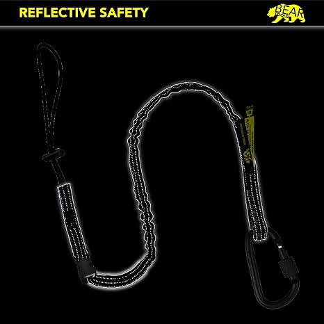 BearTOOLS Interchangeable Quick Switch Tool Safety Lanyard – 3 in 1 - Safety Fall Protection – Aluminium Screw Lock – Twin Locking Attachments - Ultra-Sturdy (Black 10PK)