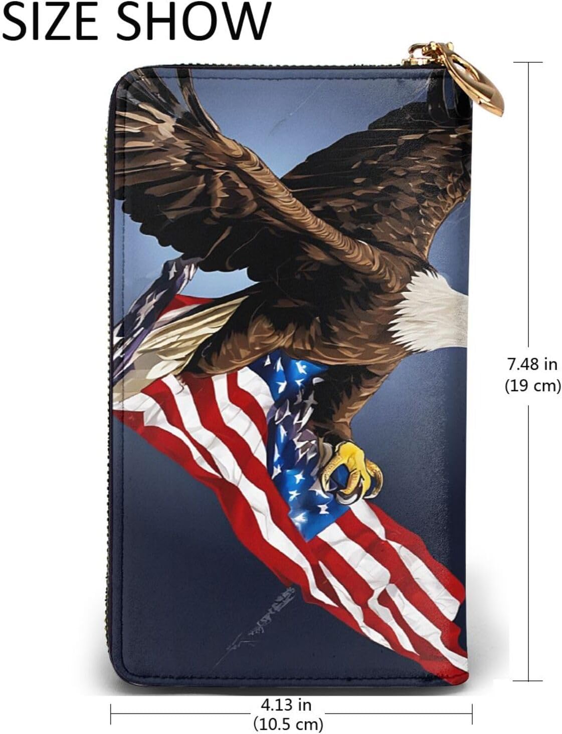 North Bald Eaglefull Width Double-Sided Printed Long Wallet Is A Must-Have For Travel, Portable And Easy To Store In One