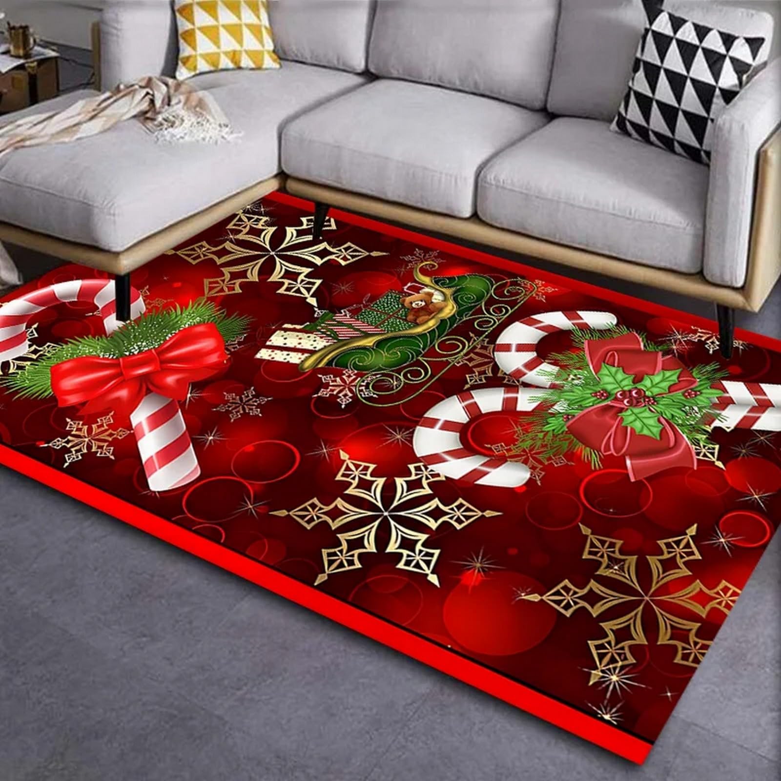 Tapis de Noël 120x160 cm en flanelle 3D antidérapante
