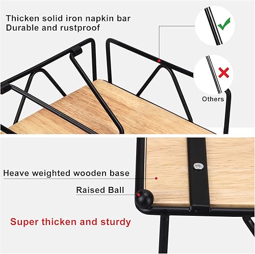 Miniatura 4 de Servilletero dorado moderno para mesa con brazo pesado, servilletero plano de metal cuadrado para servilletas de granja, bandeja rústica para