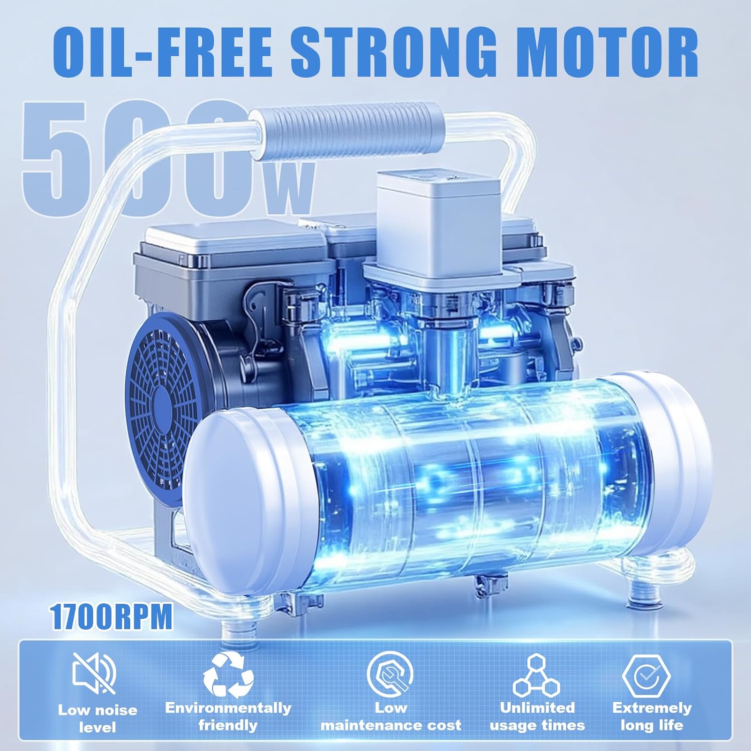 AZZUNO 1 Gallon Air Compressor, 1.6CFM@90PSI Oil Free Air Compressor Tank & Max.116PSI Pressure, 60 dB Ultra Quiet Compressor for Auto Repair, Tire Inflation, Spray Painting, Woodwork Nailing