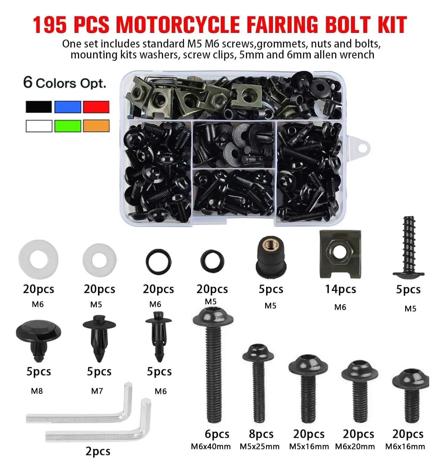 Viti carena moto Per YZ250F YZ250 YZ250FX YZ250X YZ450FX 195 Pezzi Accessori Per Motociclette Kit Bulloni Viti Parabrezza Carenatura Dadi Clip | F