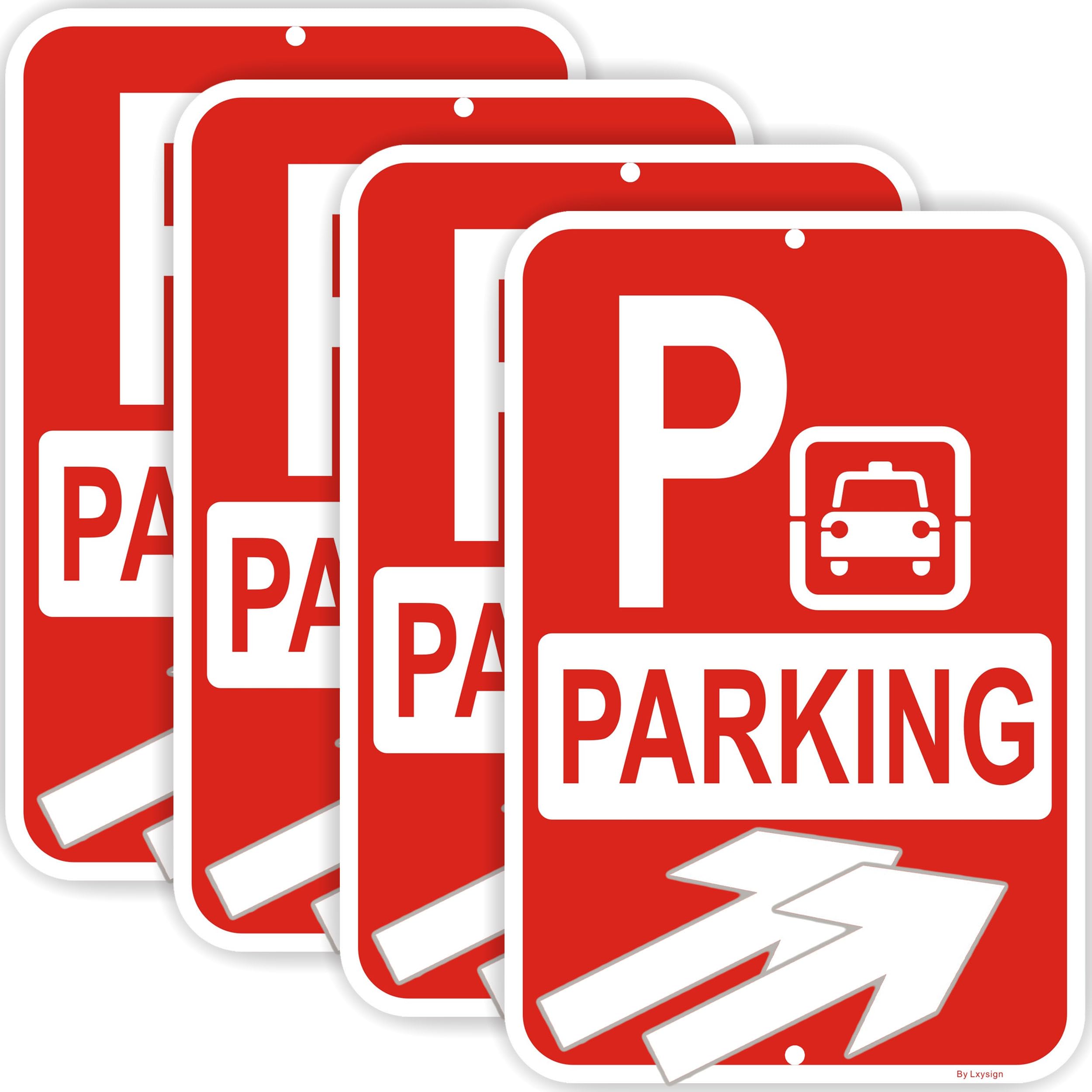 (4 Pack) Parking Sign with Directional Arrows, Event Parking Signs 8"x12" Reflective Aluminum Sign, for Event Outdoor Yard Lawn, Adjustable Arrow Direction