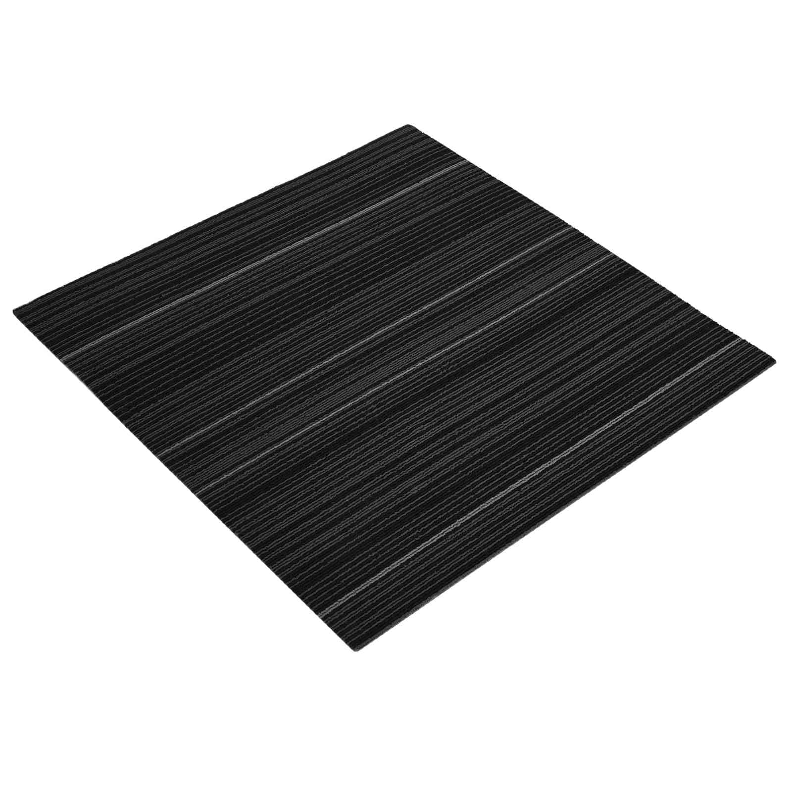 Teppichfliesen Gestreift Dunkelgrau 50 x 50 cm 20er Set, schallabsorbierende Teppichplatten Schlingenware für Wohnzimmer und Büro, strapazierfähiger Bodenbelag PP
