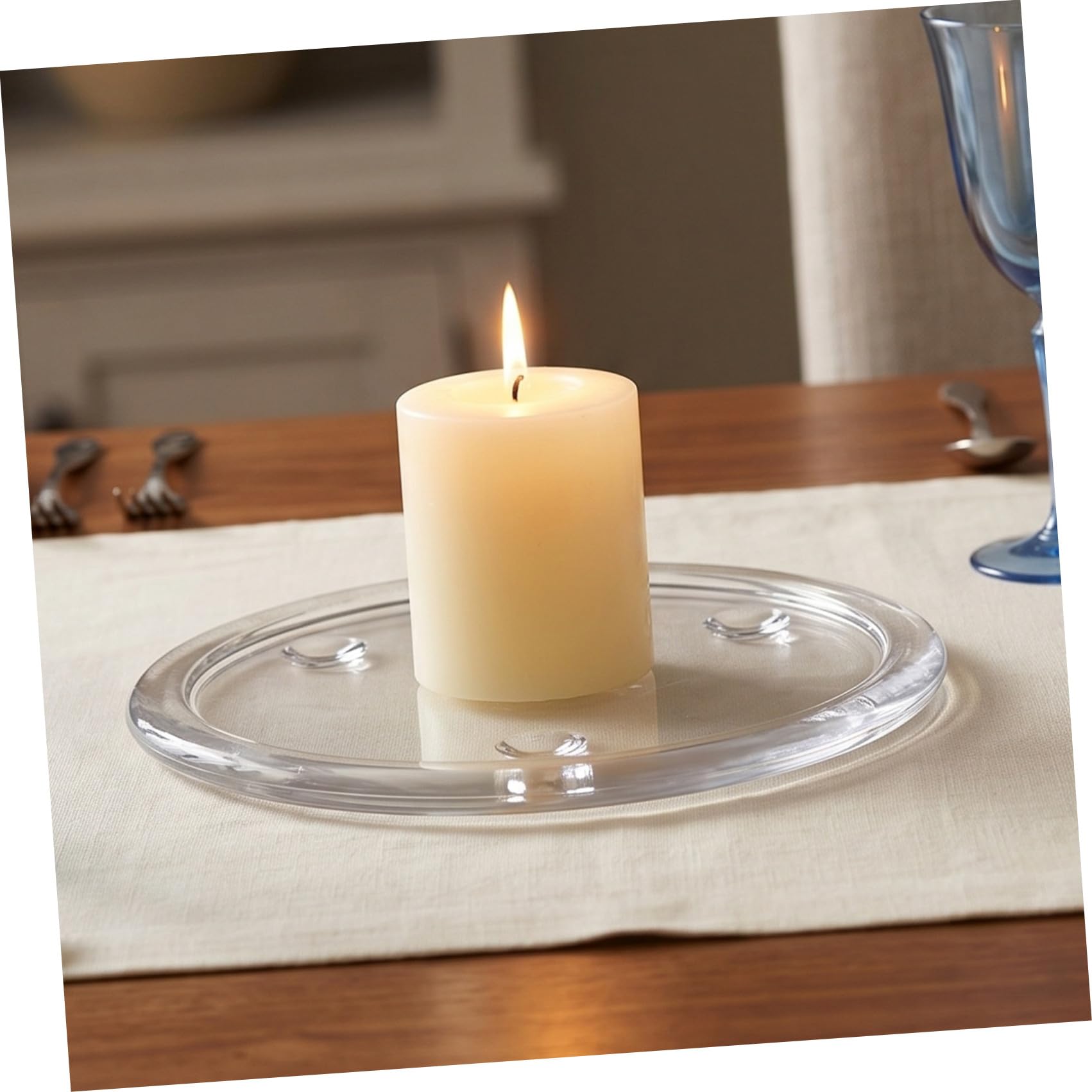 VICASKY 6 Piezas Portavelas de Cristal Redondo para Velas Cilíndricas Té