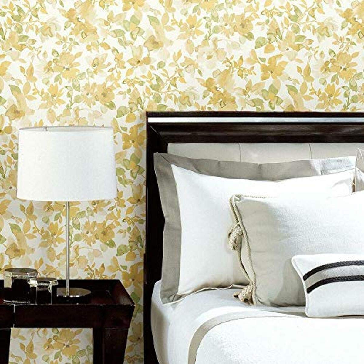 RoomMates Watercolor Floral Yellow Peel and Stick Wallpaper, Yellow/Green, 52 x 503 cm