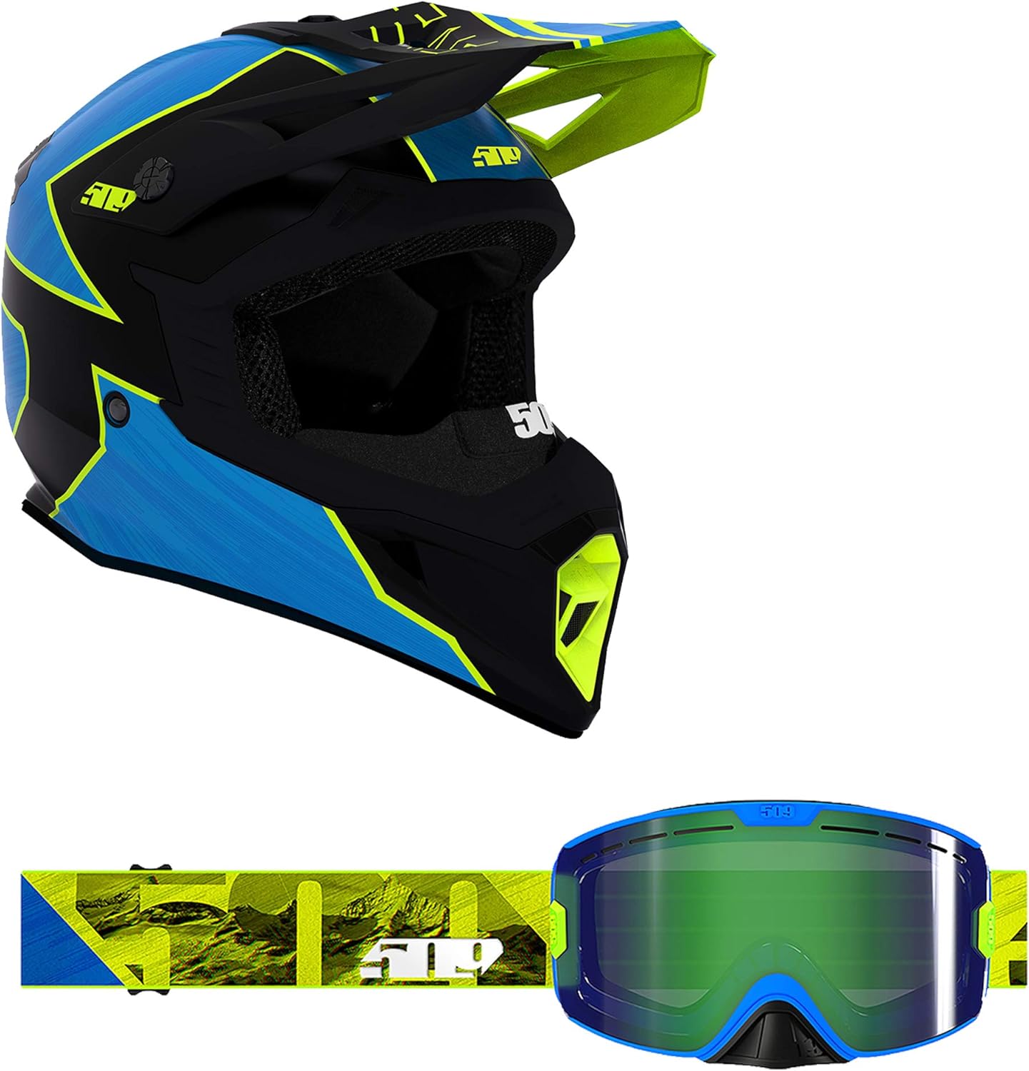509 Tactical Helmet Goggle Combo HiVis Blue (LG) Sports