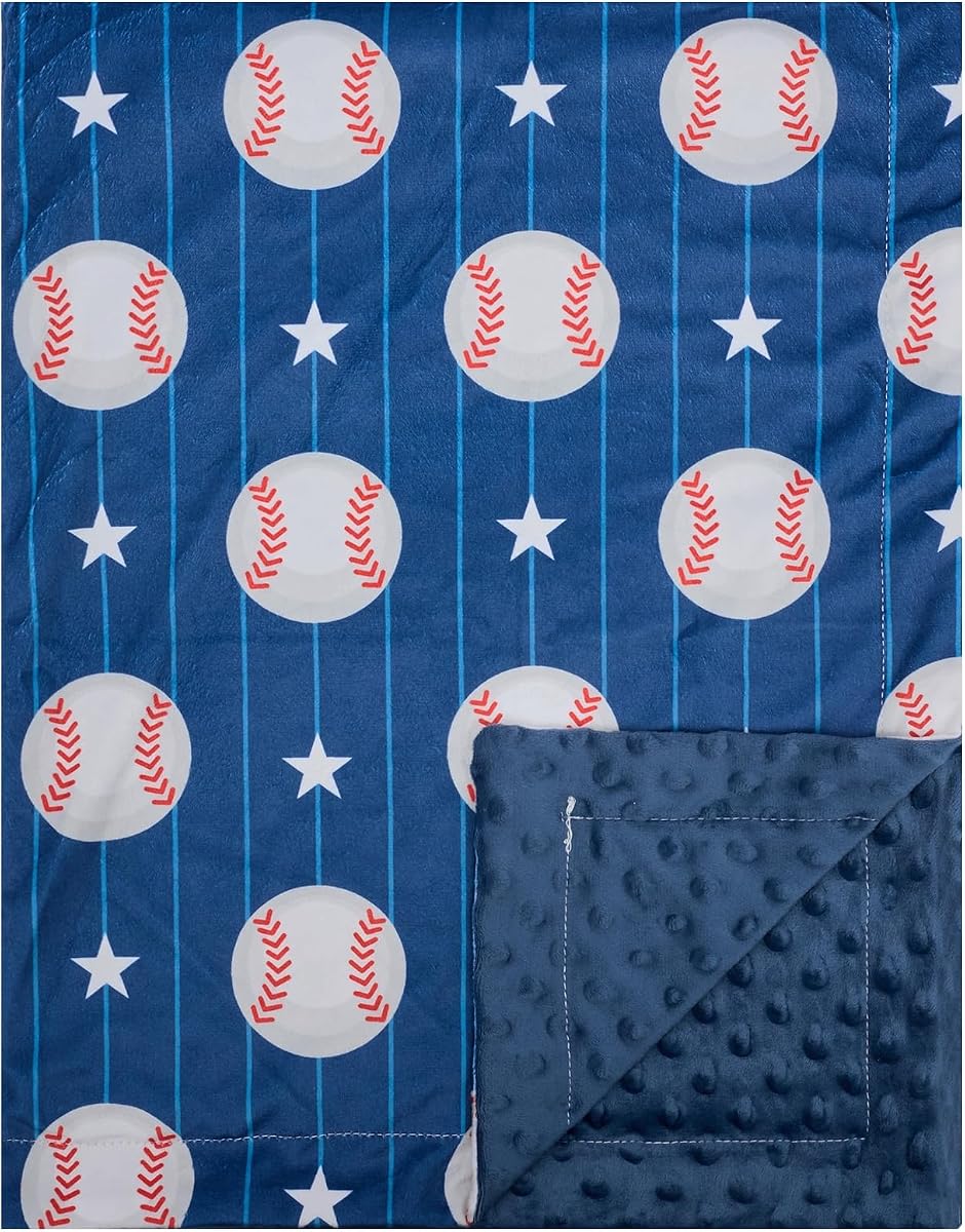 Baby Blanket for Boys Girls Super Soft Double Layer Minky with Dotted Backing Cute Cow Crib Receiving Blanket Bed Throws for Newborns Nursery Stroller Toddler 30 x 40 Inch (Blue Soccer)