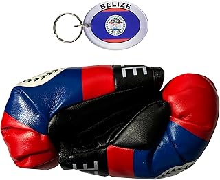 Belize Novelty Mini Boxing Glove and Oval Acyrlic Keychain Combo