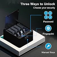 Vista 6 de Cajas fuertes biométricas portátiles de 4 pistolas para pistola con puerto USB-C, seguro para pistola de acceso rápido, caja fuerte para pistola