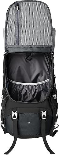 Miniatura 3 de Mochila de senderismo de 50 litros, mochila de viaje ligera con cubierta impermeable para la lluvia para escalada al aire libre, camping, viajes,