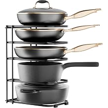 ORDORA 5-Tier Pot and Pan Organizer 13.6", No Assembly Cookware Rack 1-Pack
