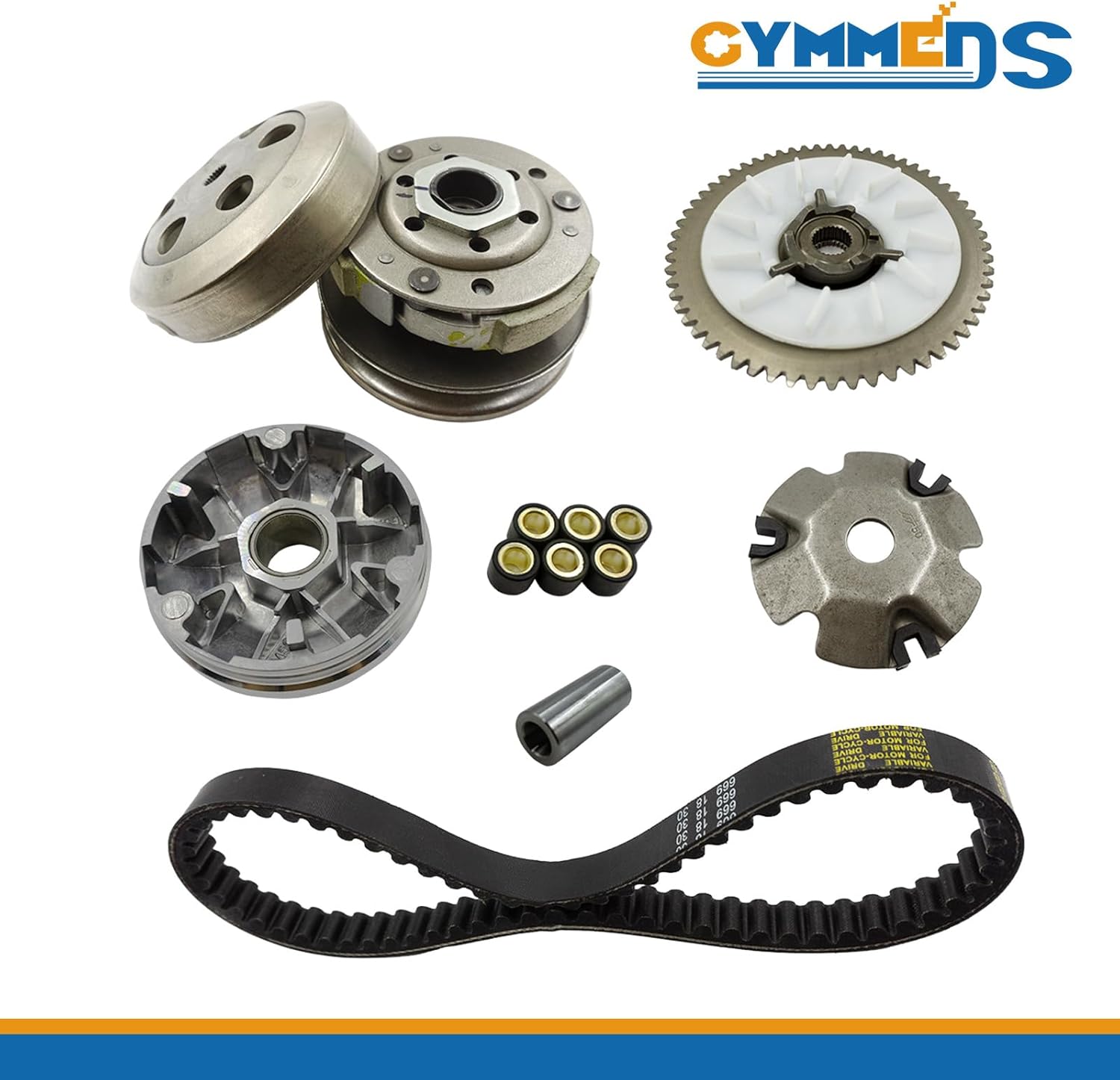 GY6 50cc Performance Clutch Set, Fit for GY6 50cc 60cc 80cc Engine Taotao Scooter, include Clutch Assembly and Variator Assembly with 669 belt.