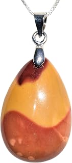 Charged Natural Gemstone Crystal Puffy Teardrop Pendant + 20" Stainless Steel Chain + Selenite Charging Heart [Included]