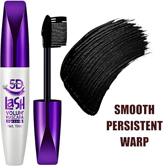 5D Lash Volumising Mascara In Tightly Knit Black 10ml 2-Pack - Waterproof Smudge-Proof Formula For Lengthening Curling Lashes With Densely Bristled Brush Enhances Eye Contour Depth
