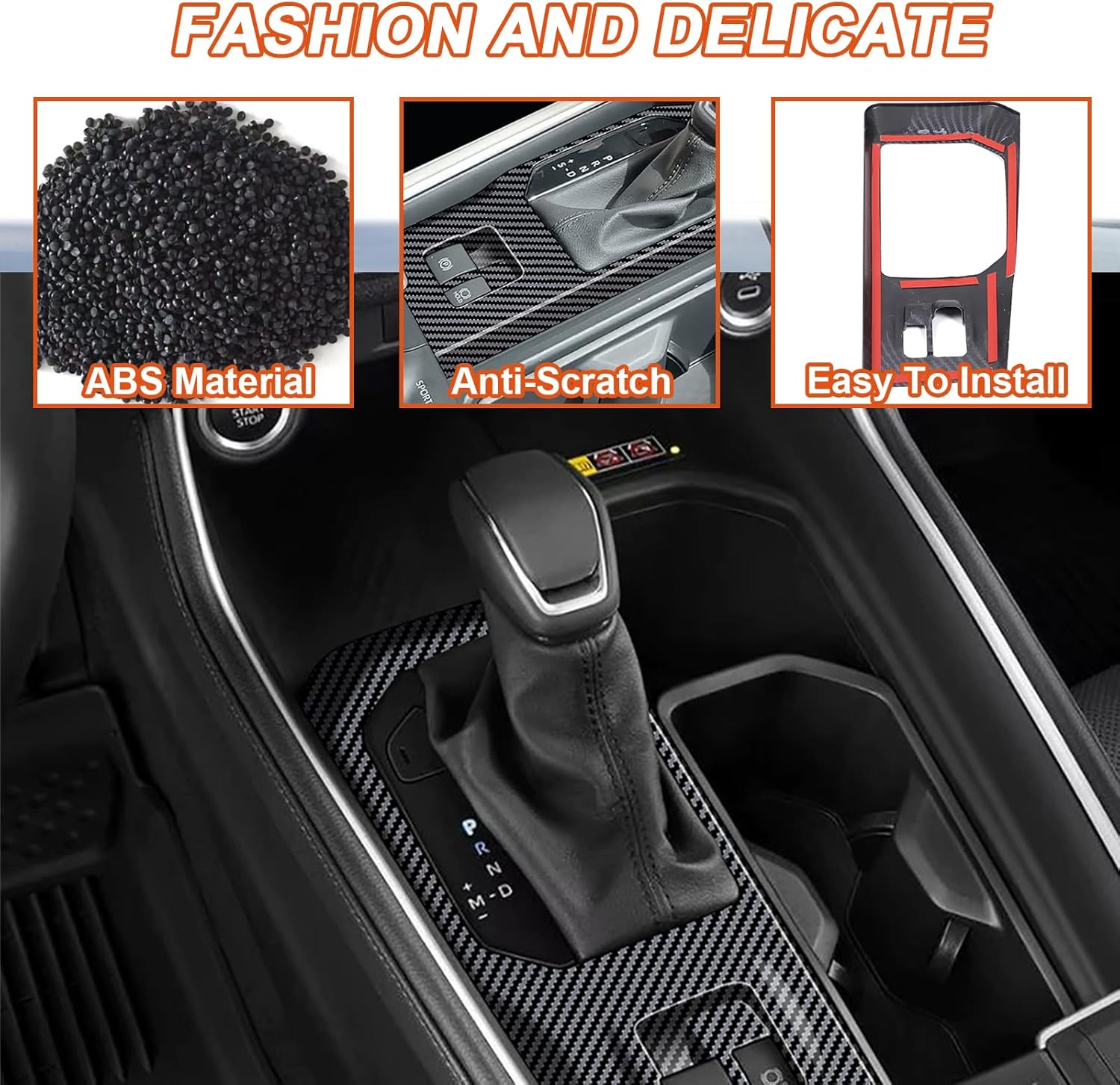 Gear Shift Panel Cover Trim Compatible with Toyota Grand Highlander 2024 2025 2026,ABS Carbon Fiber Pattern Central Control Gear Panel Trim Cover Interior Decoration Accessories (Carbon Fiber Pattern)