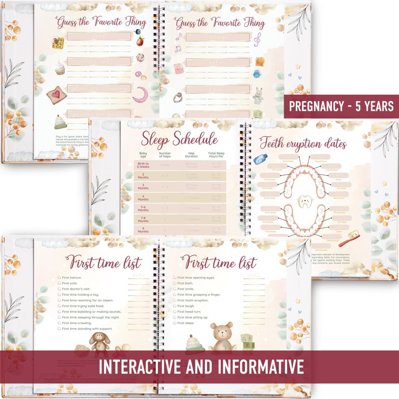 Baby Journal Memory Book for First Year - Baby Childhood Album for Photos and Notes - Newborn Notebook for Girl or Boy - Keepsake Diary from Pregnancy to Five Years - Gender Neutral