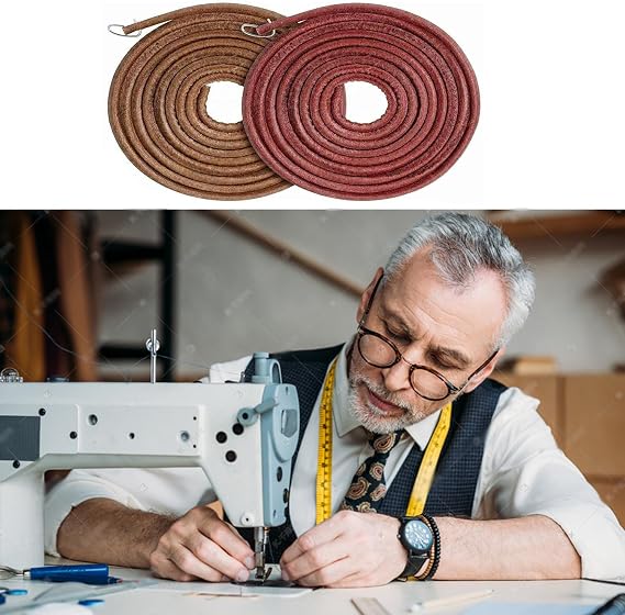 2pcs Treadle Sewing Machine Belt, 72 Inch 3/16 Replacement Leather Belt Treadle Belts with Hook for Singer/Jones Sewing Machine Leather Belt Replacement Sewing Machine Accessories Parts.