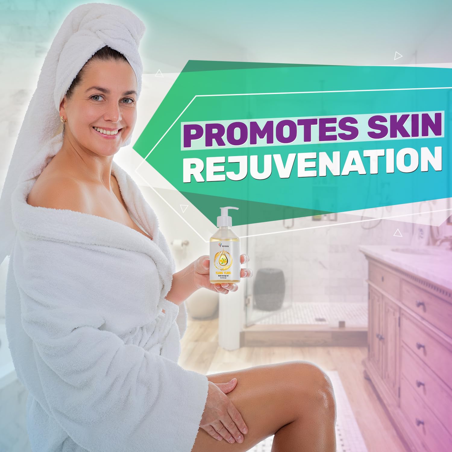 Verana Olio per Massaggio corpo Ylang Ylang, Naturale, Senza OGM, Massaggio Ringiovanente e Rivitalizzante, Nutre e Idrata la Pelle, Aromaterapia (5L)