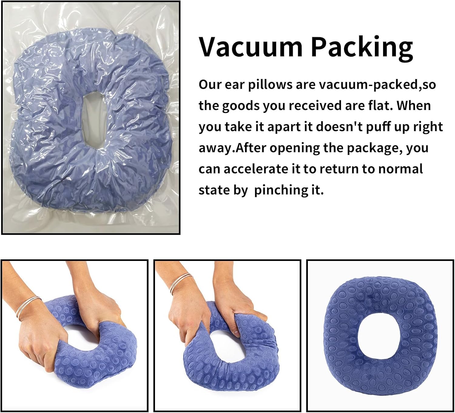 Piercing Pillow for Side Sleepers Donut Pillow with Pressure Relief Hypoallergenic Ear Protection Cushion for Sleeping, Aftercare Recovery Ear Piercing Pillow with Holes for Ear Pain (Violet)