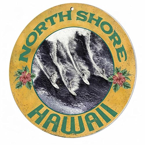 Brotherhood Round Metal Sign for North Shore Oahu Hawaii Big Wave - Vintage