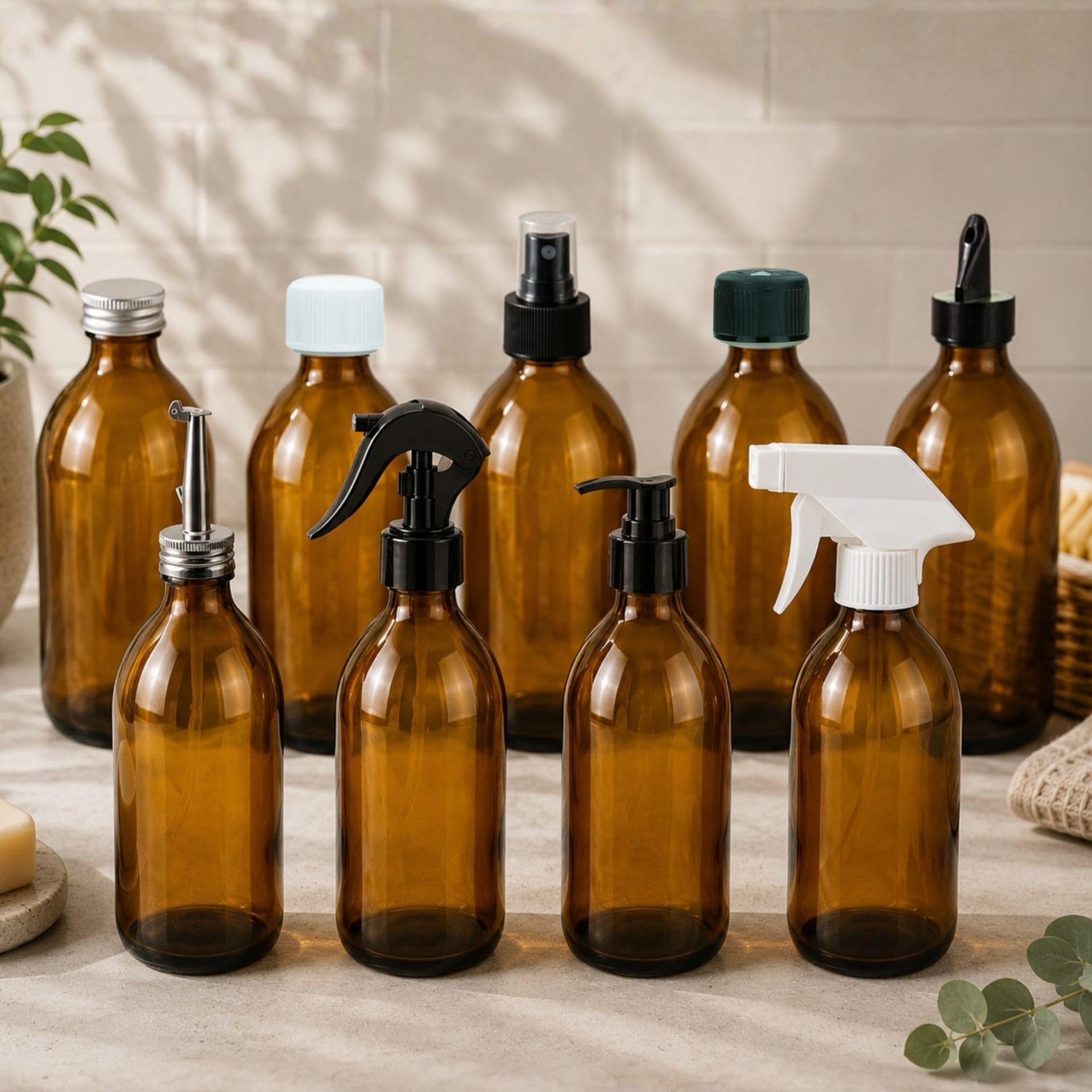 mikken 2 bottiglie di vetro marrone da 500 ml con tappo a vite