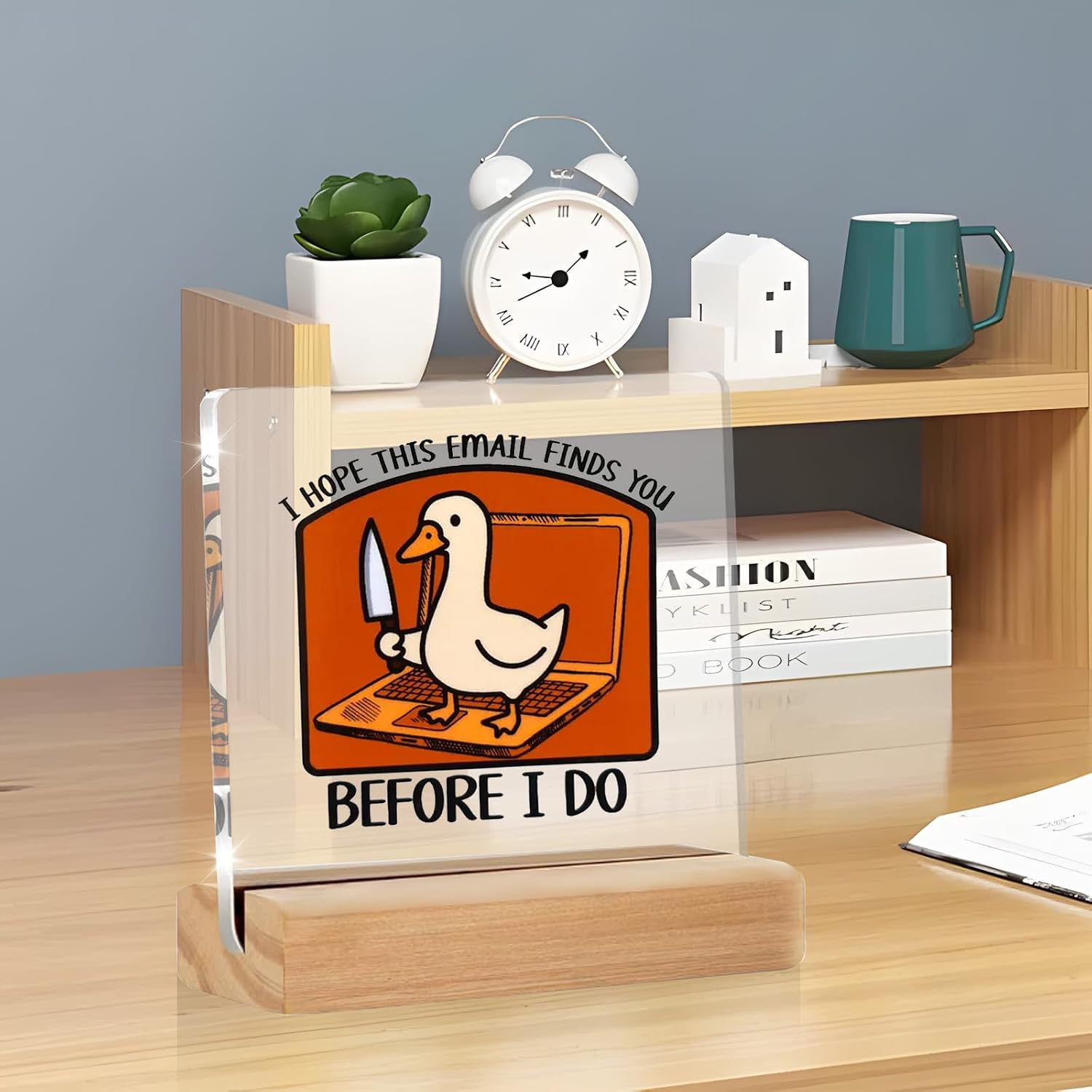 Funny Office Desk Decor Sign” – 4x4 Inch Funny Office Decor with Stand – Hilarious Gift for Coworkers, Boss, or Friends (I Hope This Email) image 5