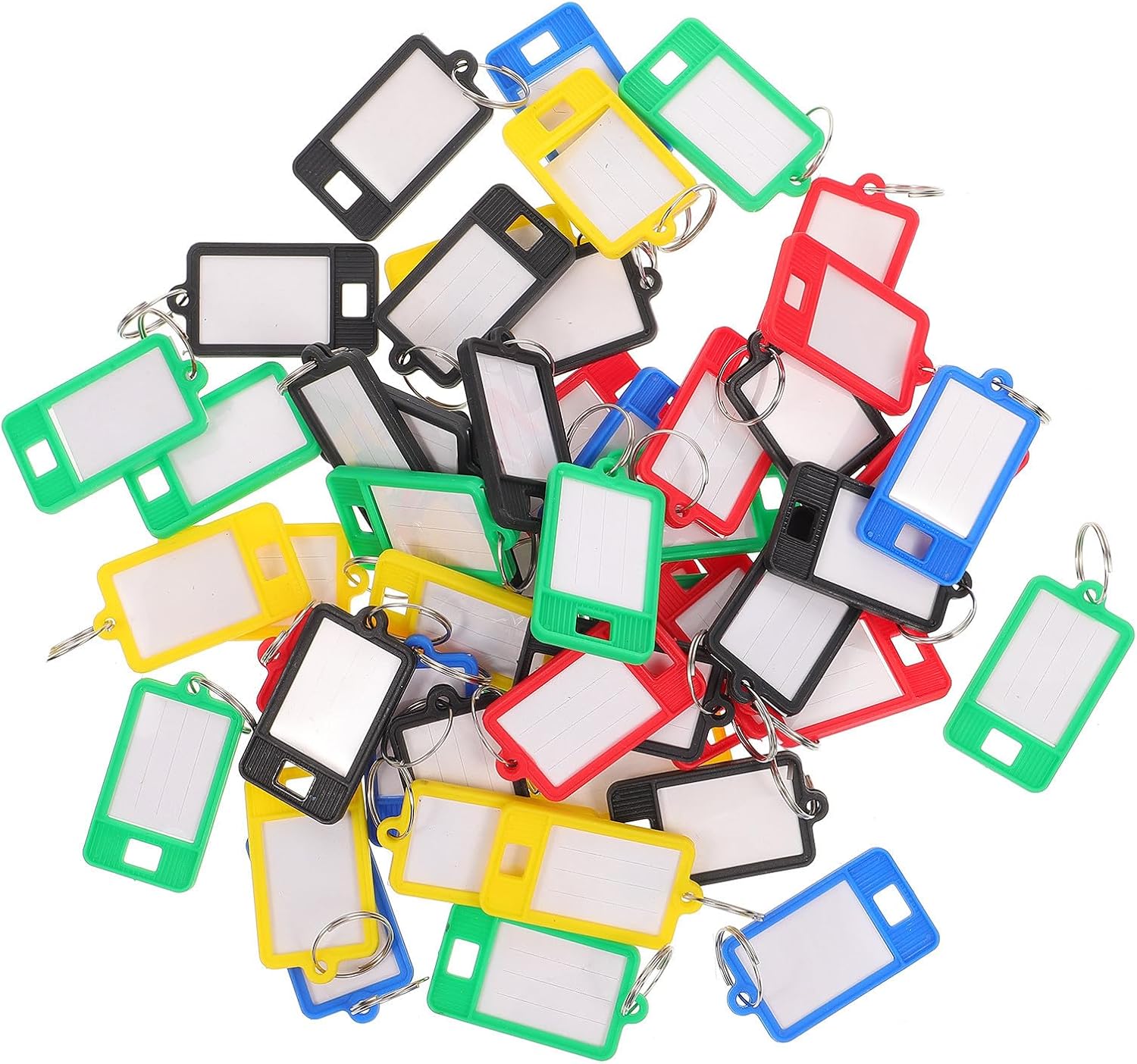 50pcs Plastic Key Tags with Rings, Colour Coded Luggage Id Labels ...