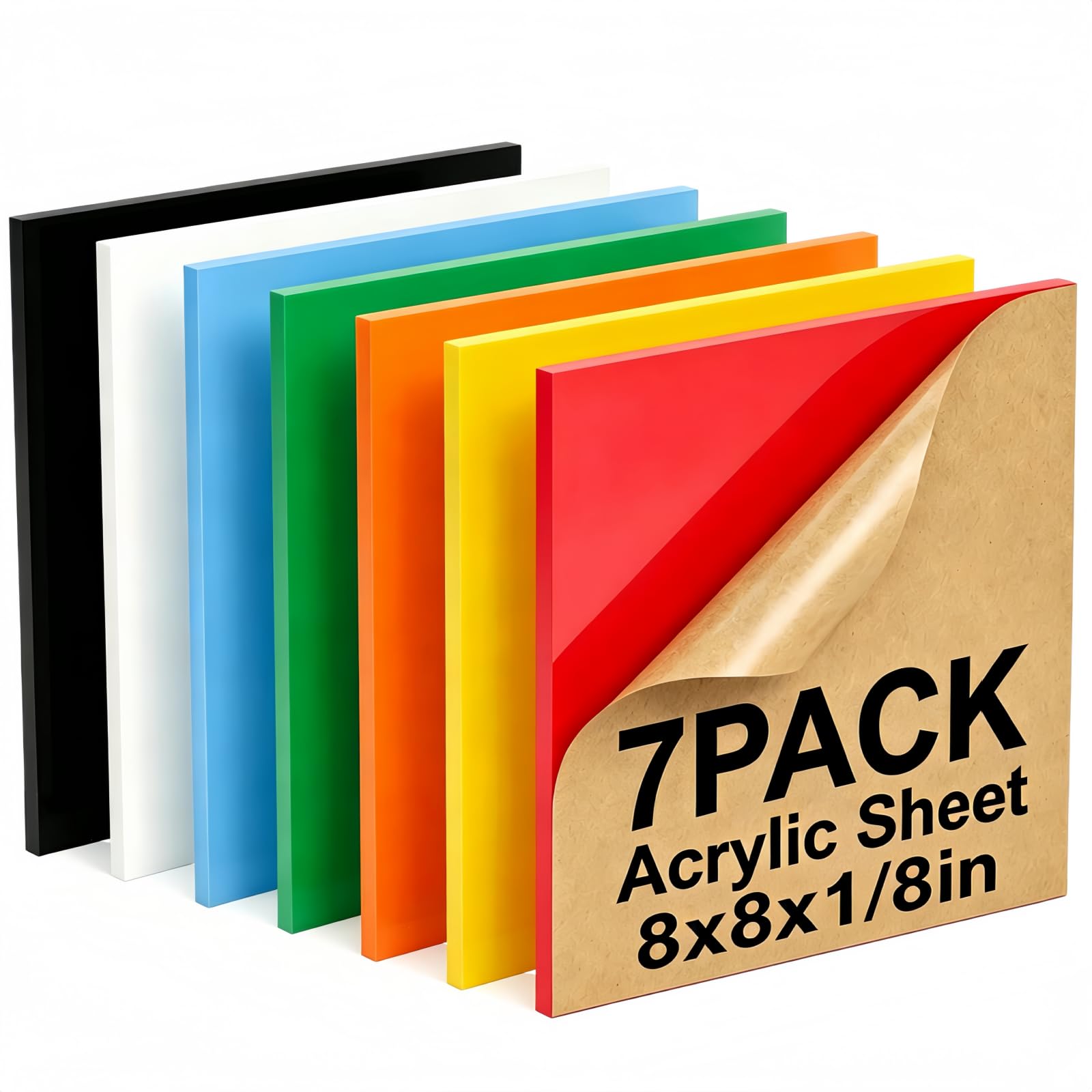 Colored Acrylic Sheets - 7 Pack for Laser Cutting -1