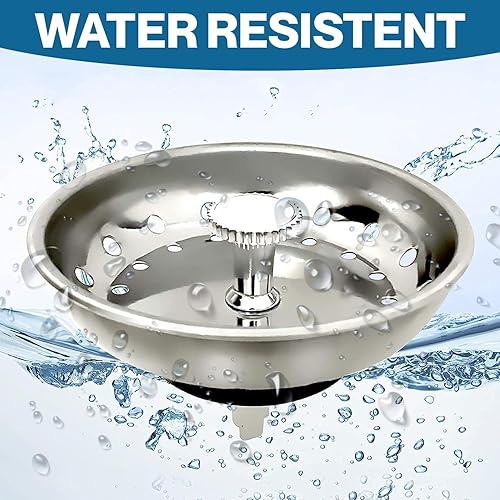 Miniatura 6 de Colador de drenaje para fregadero de cocina, paquete de 2 tapones de repuesto para drenaje de 3-12 pulgadas, cesta de drenaje de fregadero de acero