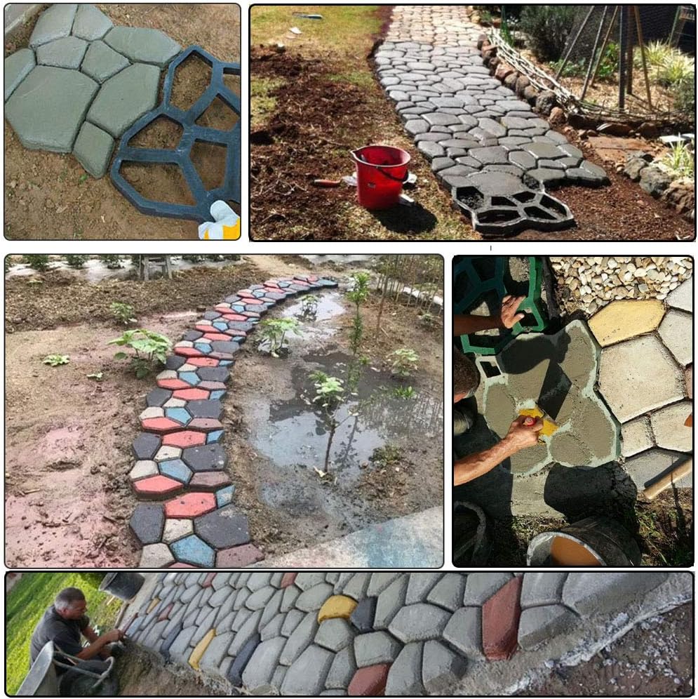 SuperThinker DIY Walk Maker Concrete Molds,Pathmate Stones Mold Paving Pavement Concrete Mould Stepping Stones Paver Walk Way for Garden, Patio, Yard(13''x13'')