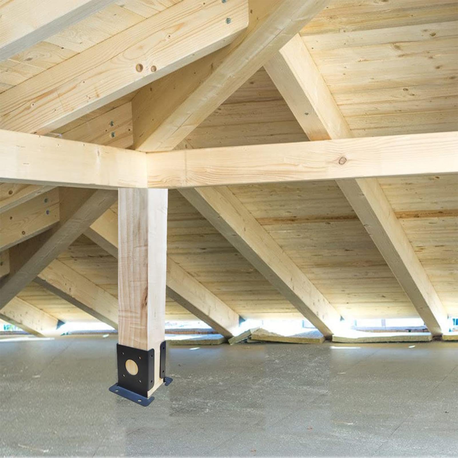 Soporte de postes para madera, acero, ajustable, resistente, juego de 4