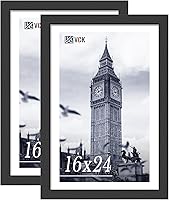 Vista 95 de VCK 8x10 Picture Frames - Black, Wide Border Solid Wood Frame, Display Photo in Horizontal and Vertical, for Home, Office, Gallery, Woodgrain